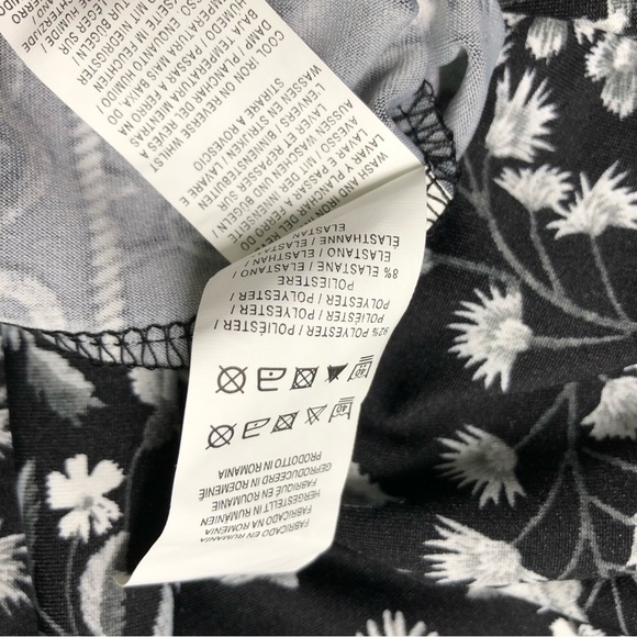 Primark Size 6 Black White Floral Stretch Dress LBD Office Teacher 3/4 sleeve - Picture 9 of 10